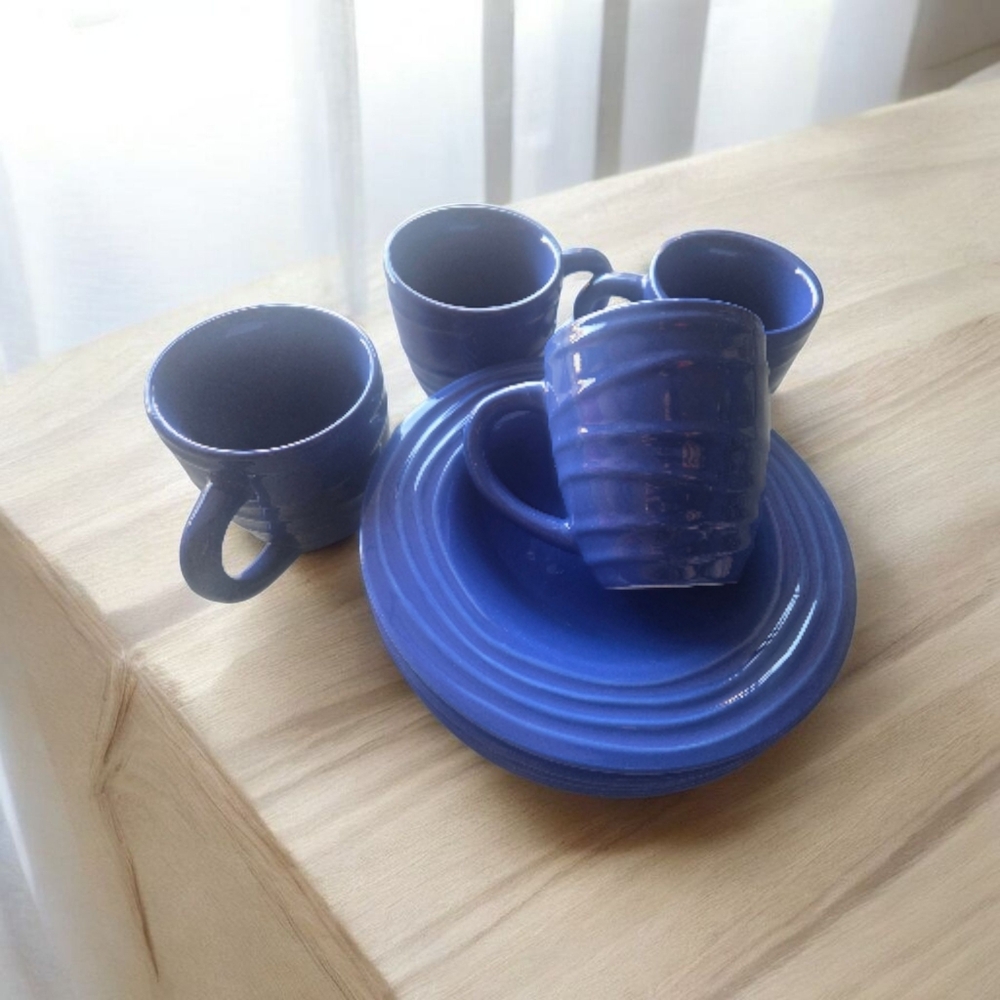 Blue Ceramic Mug and Plate Set